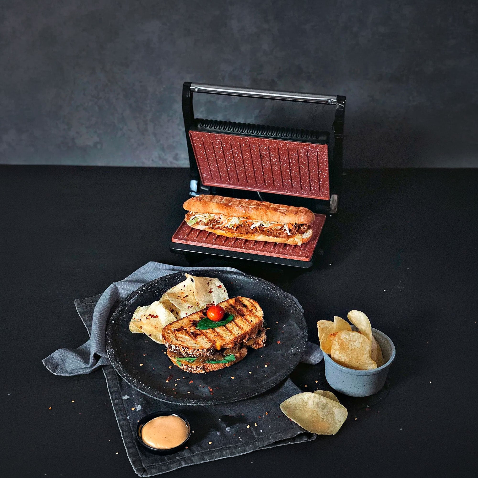 Grill Asador Panini Home Elements Línea Copper - Recubrimiento Cerámico