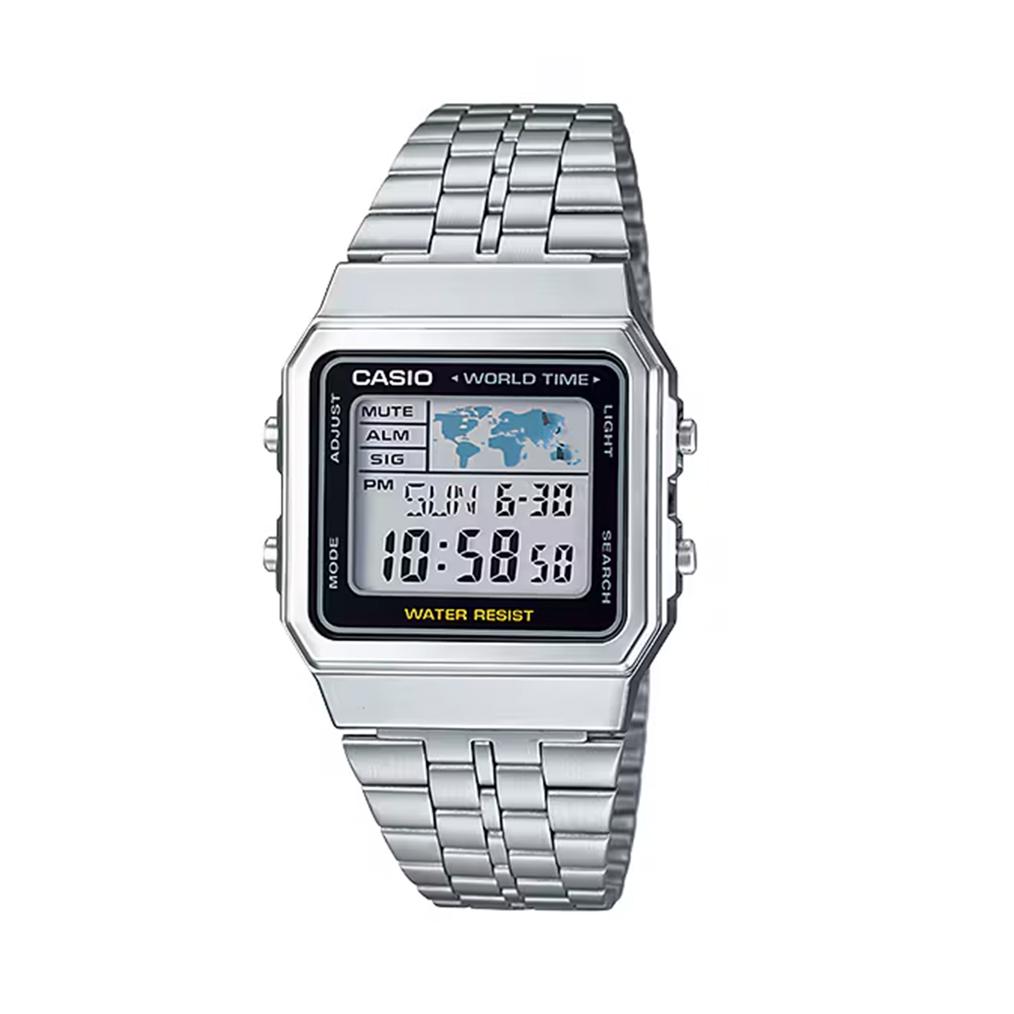 Reloj Casio Vintage Digital A‑500WA‑1D Acero Plateado