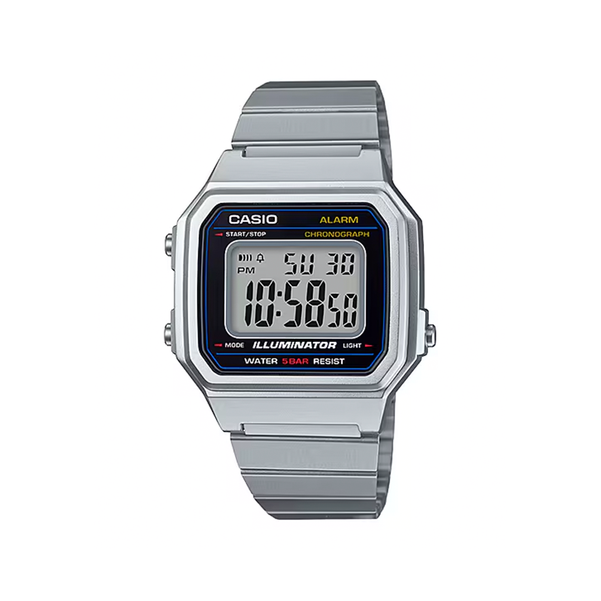Reloj Casio Vintage B‑650WD‑1A Digital Plateado con Banda de Acero